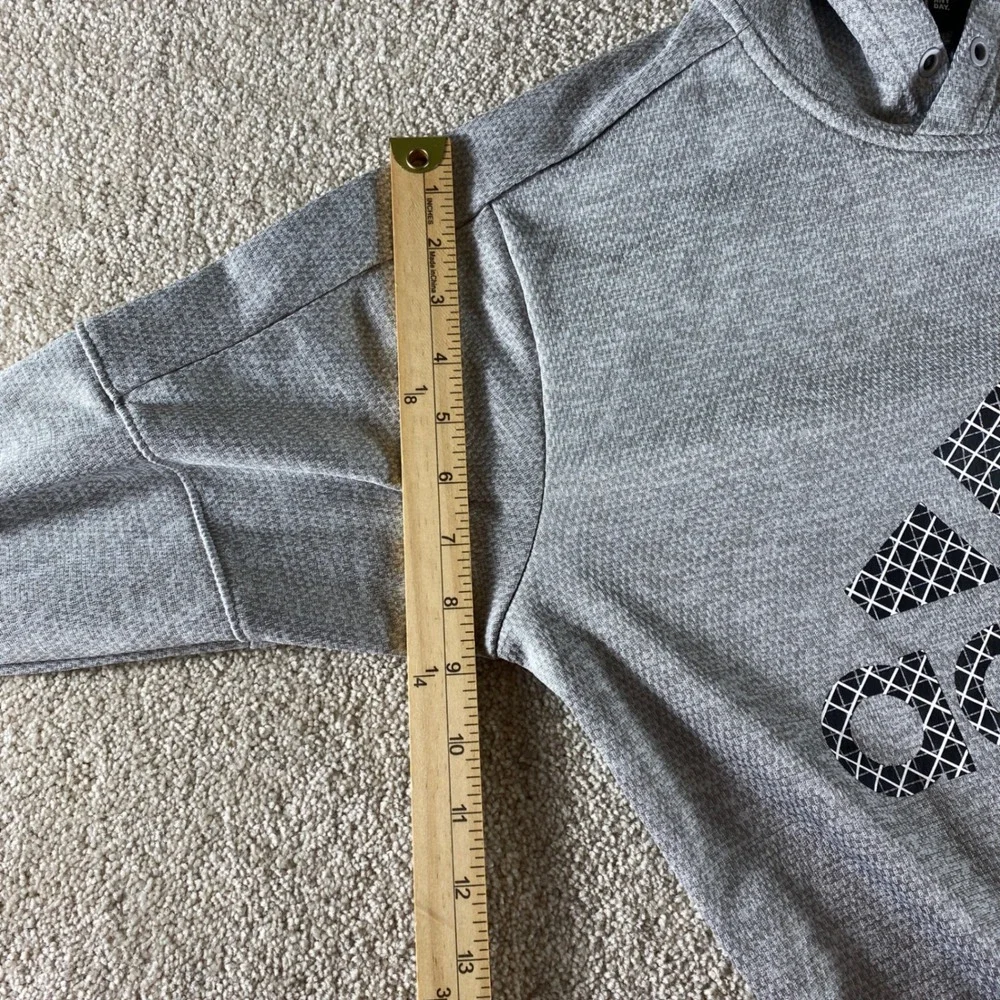 Adidas Hoodie Men Small Gray Graphic Logo Sweater Sport Pullover Long‎ Sleeve